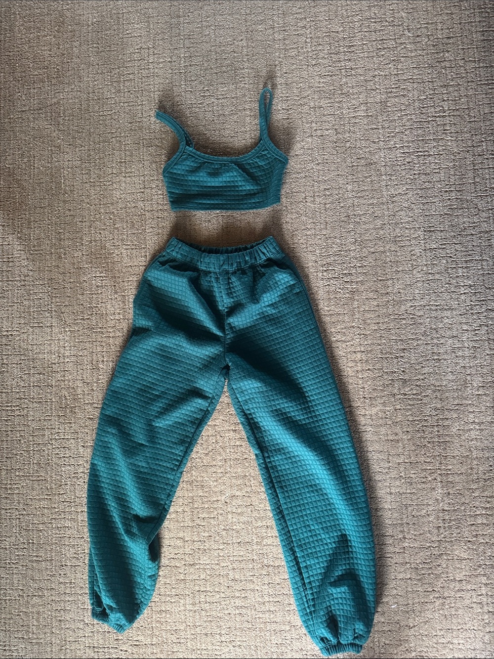 Princess Polly Teal Textured Lounge Crop & Joggers Set